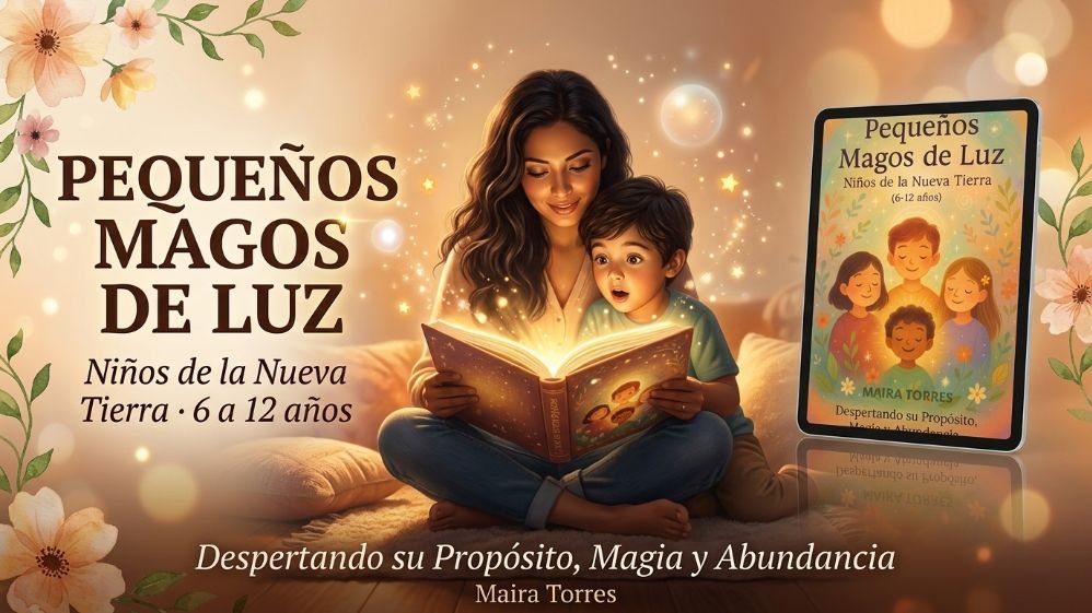 Pequeños Magos de Luz — Madre e hijo leyendo un libro mágico